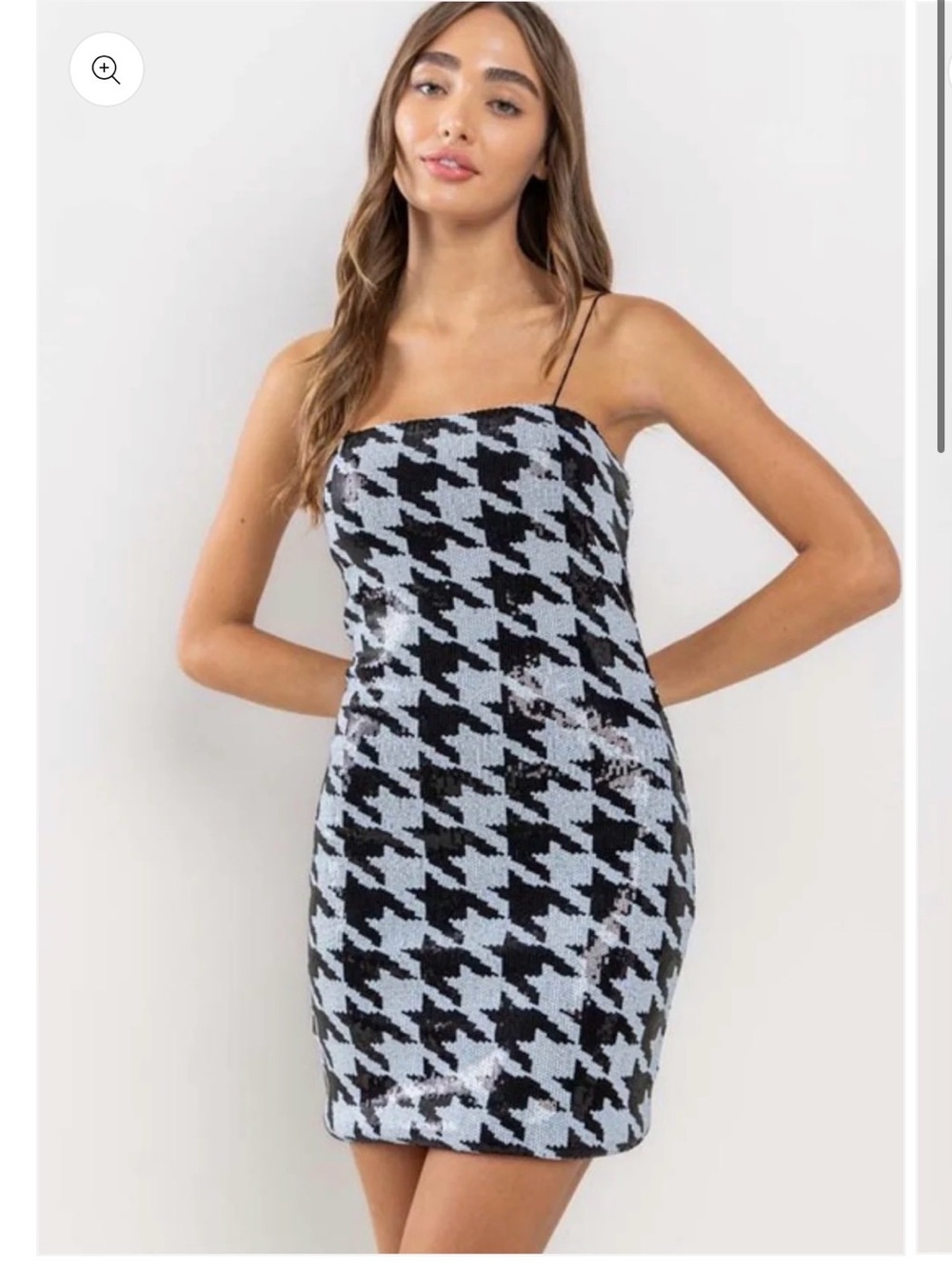 Final price $10 no offers Black and Light Blue Houndstooth Sequin Mini Dress